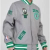 Boston Celtics Crest Emblem Heather Grey Jacket