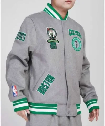 Boston Celtics Crest Emblem Heather Grey Jacket