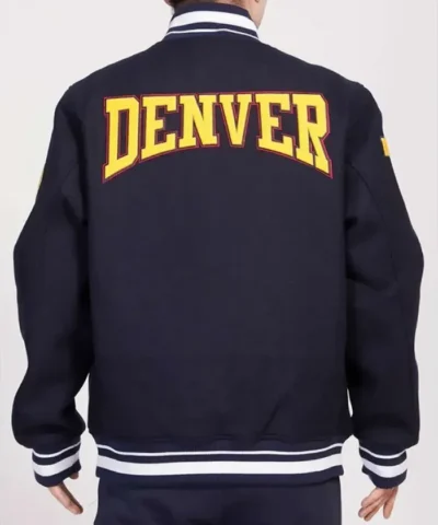 Denver Nuggets Crest Emblem Varsity Navy Wool Jacket