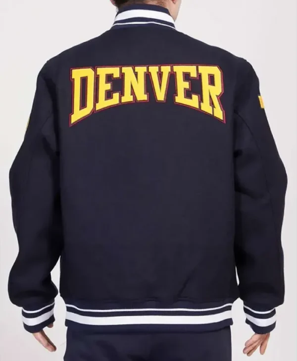 Denver Nuggets Crest Emblem Varsity Navy Wool Jacket