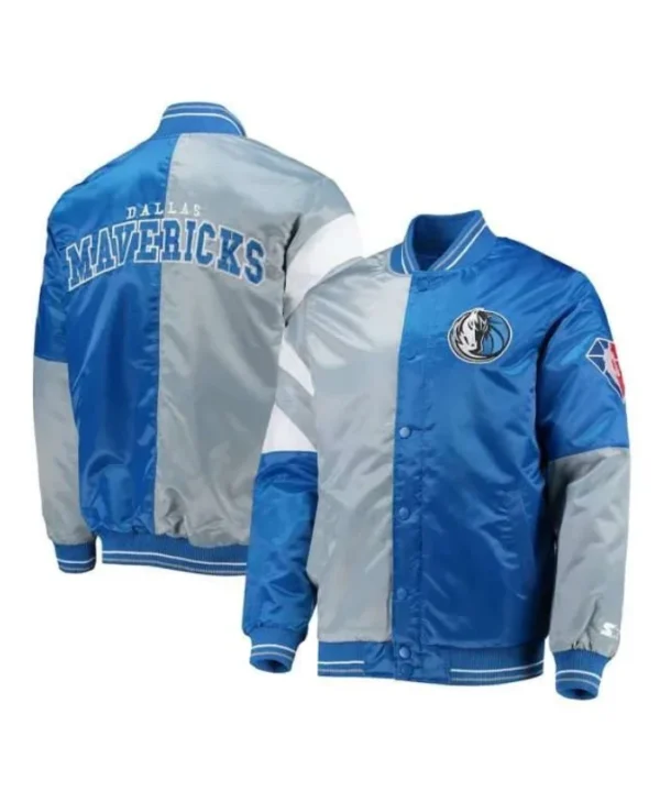 Dallas Mavericks 75th Anniversary Leader Color Block Full-Snap Satin Jacket
