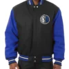 Dallas Mavericks Varsity Black and Blue Wool Full-Snap Jacket