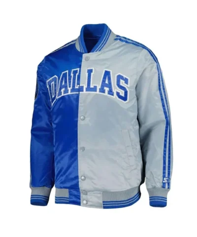 RoyalGray Dallas Fast Break Full-Snap Varsity Satin Jacket