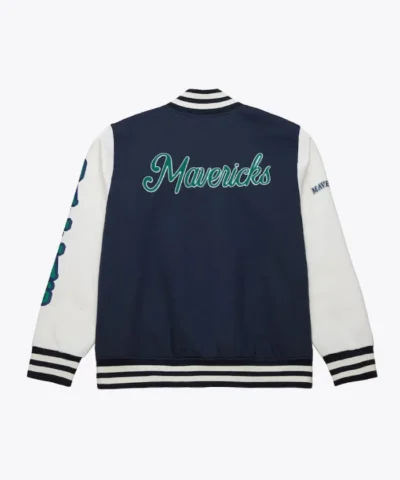 Dallas Mavericks Navy and White Fleece Varsity Jacket