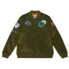 Dallas Mavericks Flight Green Bomber Satin Full-Zip Jacket