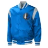 Starter Force Play Mavericks Full-Snap Blue Satin Jacket