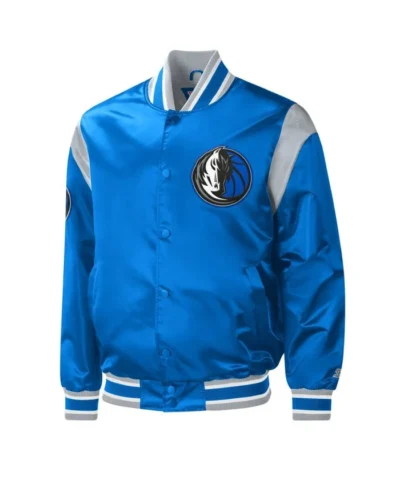 Starter Force Play Mavericks Full-Snap Blue Satin Jacket