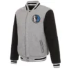 Shop Dallas Mavericks Varsity Gray and Black Full-Snap Wool Jacket