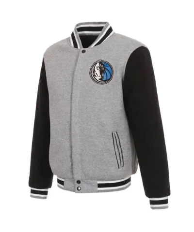 Shop Dallas Mavericks Varsity Gray and Black Full-Snap Wool Jacket