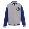Gray and Royal Dallas Mavericks Full-Snap Wool Varsity Jacket