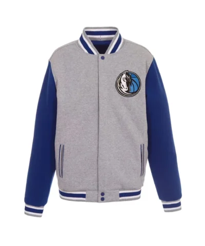 Gray and Royal Dallas Mavericks Full-Snap Wool Varsity Jacket