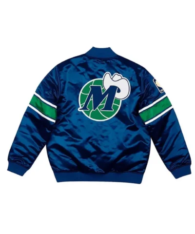 Striped Dallas Mavericks Hardwood Classic Navy Satin Jacket