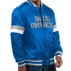 Dallas Mavericks Home Game Full-Snap Varsity Satin Blue Jacket