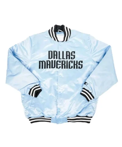 Dallas Mavericks Full-Snap Varsity Satin Light Blue Jacket