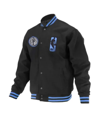 Dallas Mavericks Shadow Full-Snap Varsity Wool Black Jacket
