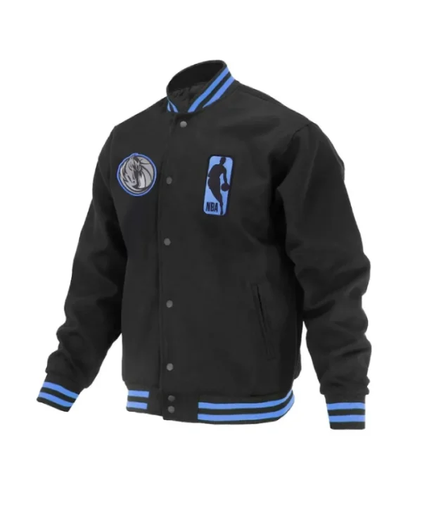 Dallas Mavericks Shadow Full-Snap Varsity Wool Black Jacket