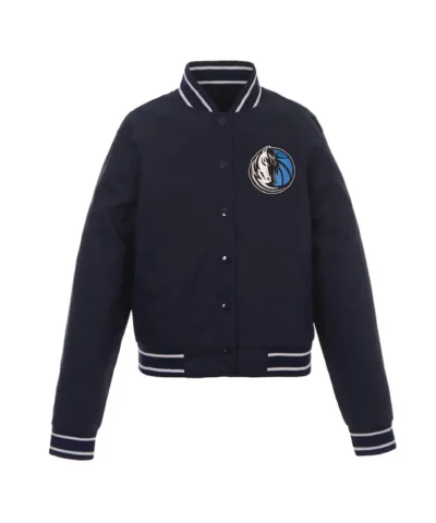 Front-Hit Dallas Mavericks Navy Poly-Twill Full-Snap Jacket