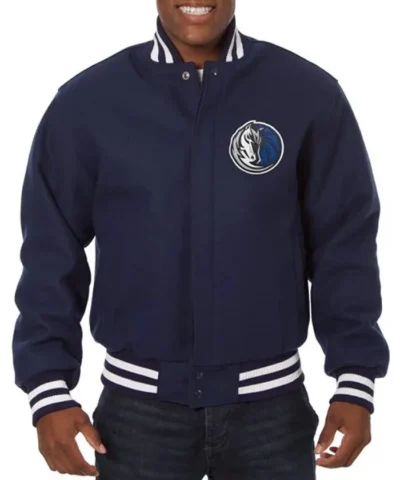 Dallas Mavericks Varsity Full-Snap Wool Navy Jacket