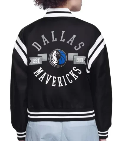 Printed Logo Dallas Mavericks Varsity Full-Snap Satin Jacket