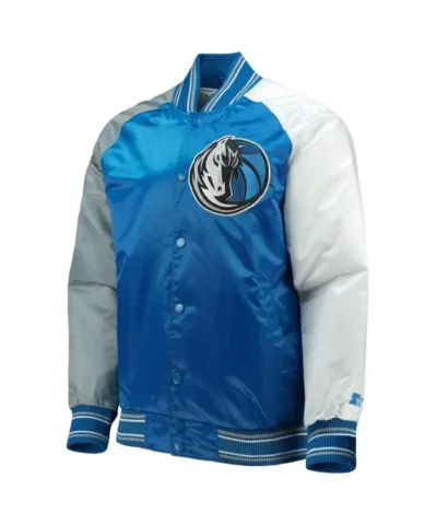 BlueGray Dallas Mavericks Reliever Full-Snap Varsity Satin Jacket