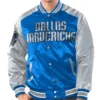 Renegade Dallas Mavericks Full-Snap Varsity Satin Blue and Silver Jacket