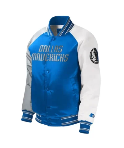 Dallas Mavericks Youth Full-Snap Varsity Satin Royal Jacket