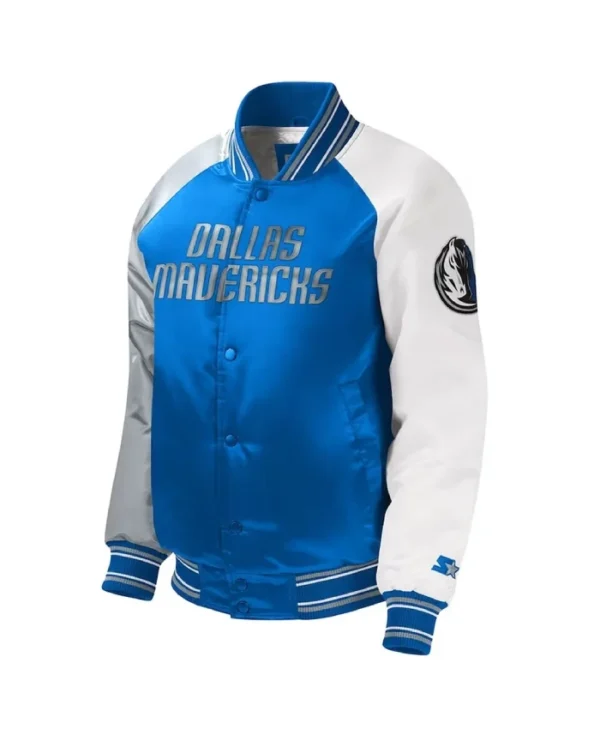 Dallas Mavericks Youth Full-Snap Varsity Satin Royal Jacket