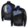 Dallas Mavericks Script Tail Full-Snap Satin Black Jacket
