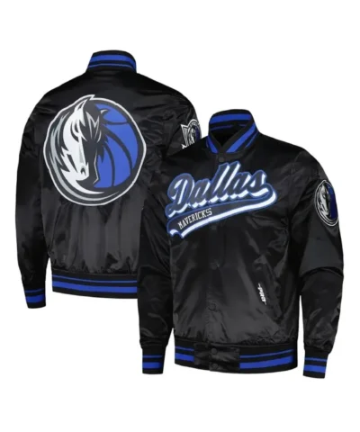 Dallas Mavericks Script Tail Full-Snap Satin Black Jacket