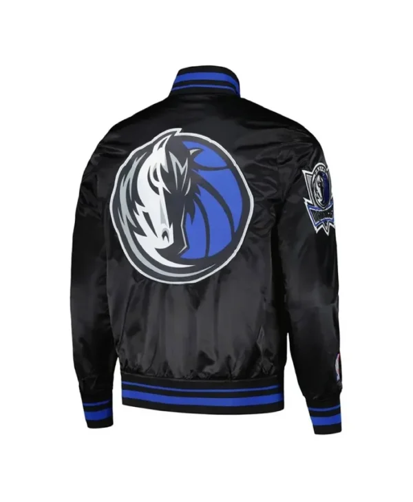 Dallas Mavericks Script Tail Black Satin Jacket
