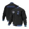 Dallas Mavericks Logoman Shadow Full-Snap Varsity Wool Black Jacket
