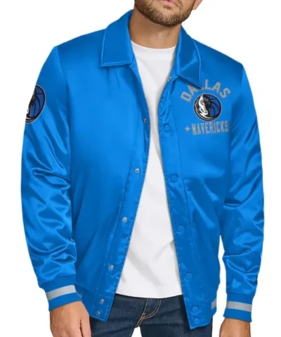 Shop Dallas Mavericks Stitch Applique Blue Satin Jacket