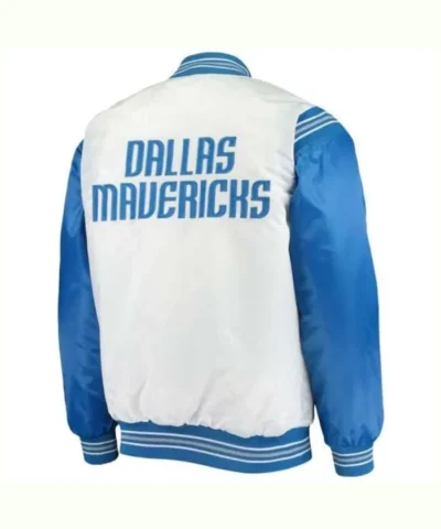 Dallas Mavericks Blue and White Varsity Satin Jacket