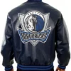 Dallas Mavericks Navy Varsity Leather Jacket