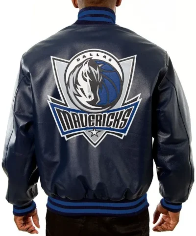 Dallas Mavericks Navy Varsity Leather Jacket