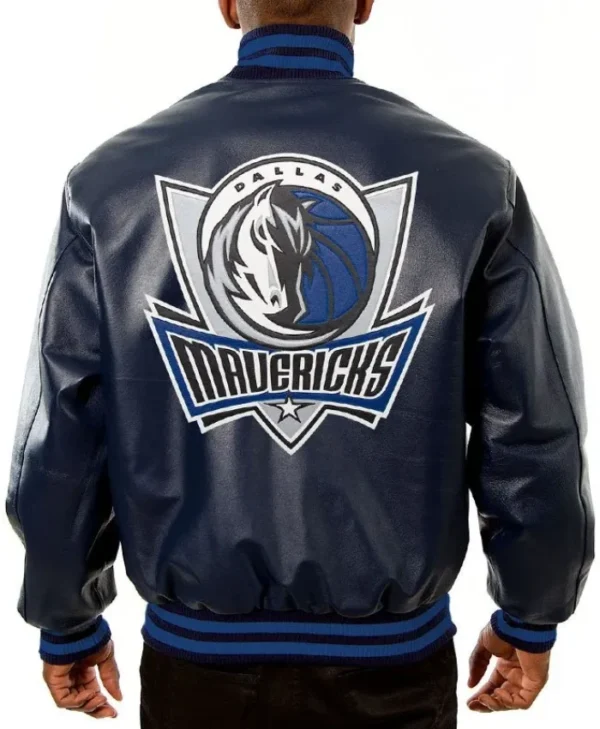 Dallas Mavericks Navy Varsity Leather Jacket