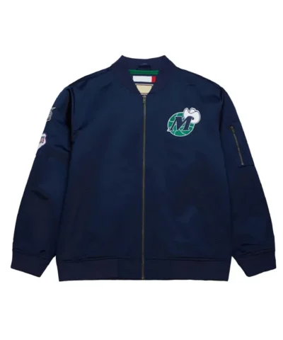 Vintage Logo Dallas Full-Zip Bomber Satin Navy Jacket