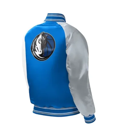 Dallas Mavericks Youth Full-Snap Varsity Satin Royal Jacket