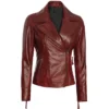 Shop Dame Red Double Rider Biker Leather Jacket