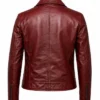 Dame Red Double Rider Leather Biker Jacket For Womens