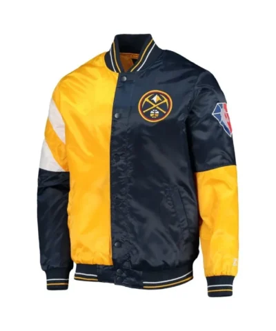 75th Anniversary Denver Nuggets Color Block Navy and Gold Full-Snap Jacket