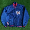 90’s Denver Nuggets Bomber Full-Snap Satin Blue Jacket