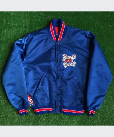 90’s Denver Nuggets Bomber Full-Snap Satin Blue Jacket
