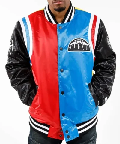Starter Denver Nuggets Color Block Satin Full-Snap Jacket
