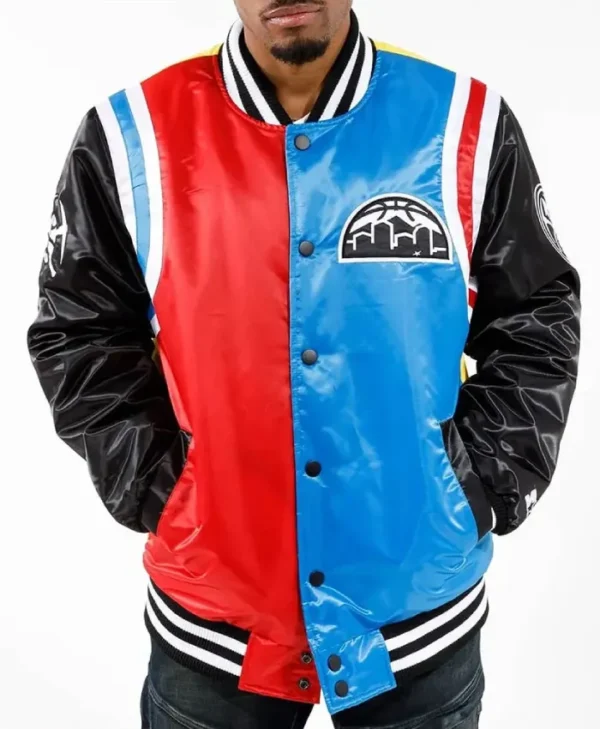 Starter Denver Nuggets Color Block Satin Full-Snap Jacket
