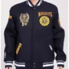 Crest Emblem Denver Nuggets Navy Varsity Full-Zip Wool Jacket