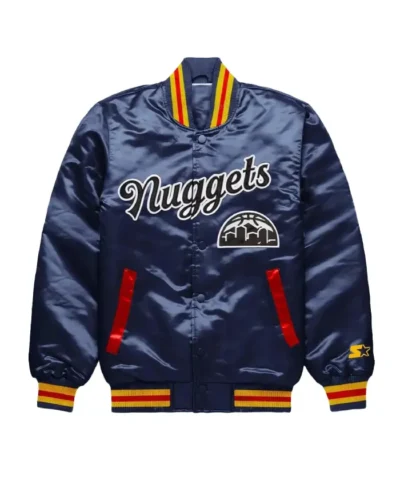 Exclusive Denver Nuggets Navy Full-Snap Satin Jacket