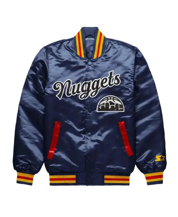 Exclusive Denver Nuggets Navy Full-Snap Satin Jacket