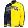 Shop Denver Nuggets Fast Break NavyYellow Varsity Satin Jacket