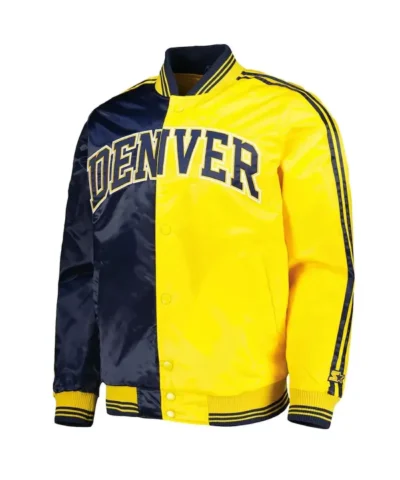Shop Denver Nuggets Fast Break NavyYellow Varsity Satin Jacket